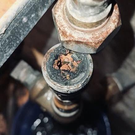 Corroded, gunked-up plumbing from years of untreated water